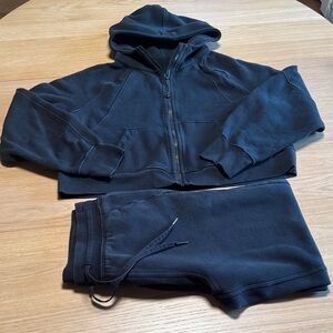 Black scuba Hoodie and Sweatpants Set